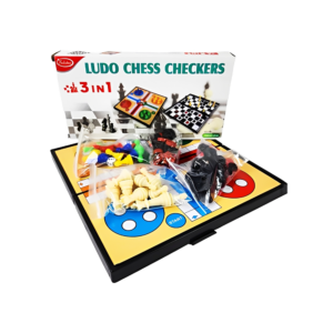 Set de juegos 3 en 1 con dama, ludo y ajedrez