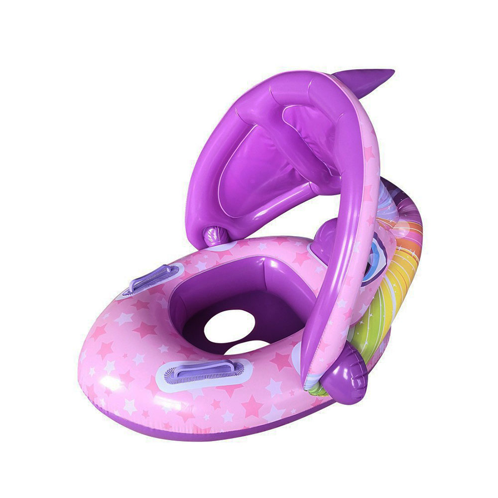 Flotador inflable con techo diseño unicornio - Imagen 3
