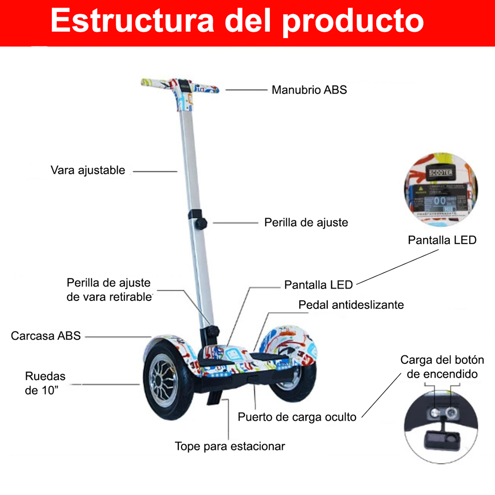 Hoverboard con manubrio Smart Balance de 10" - Imagen 27