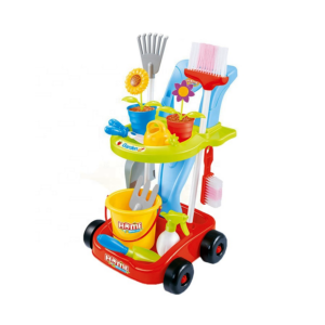 Carro con herramientas de jardinería