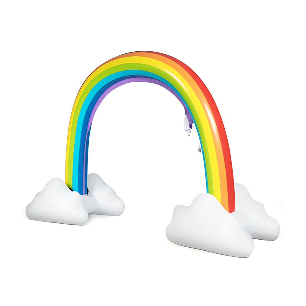 Rociador inflable diseño arcoíris y nubes