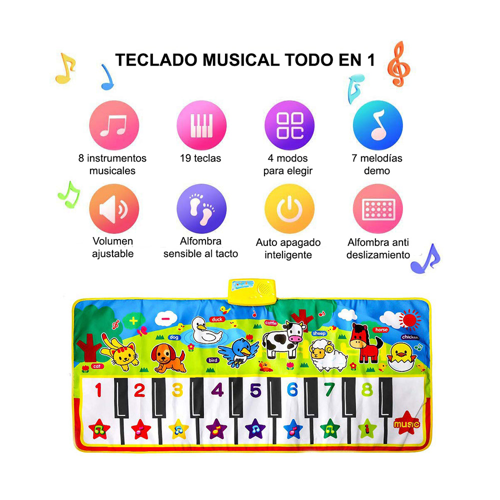 Teclado alfombra con sonidos y música de animales - Imagen 18