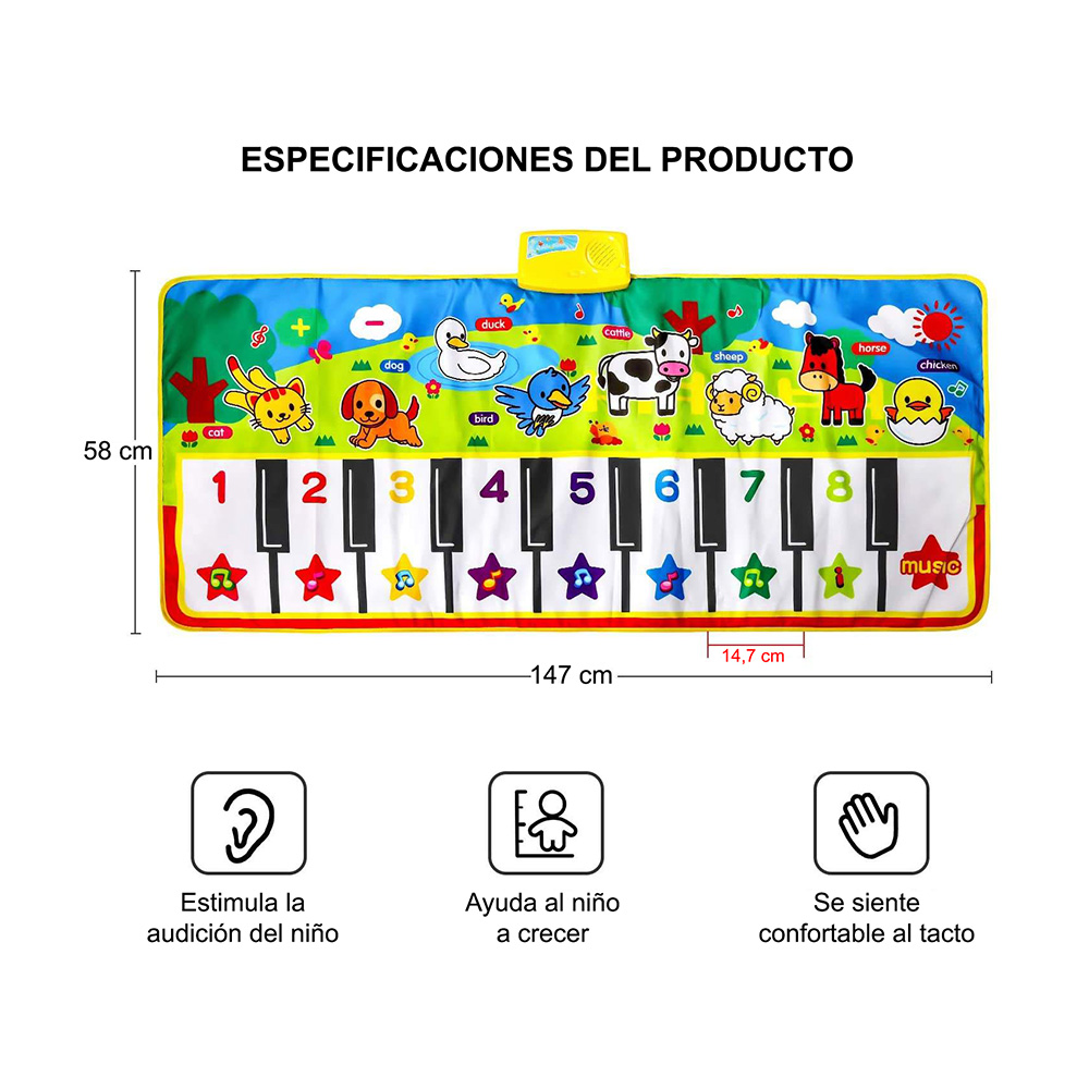 Teclado alfombra con sonidos y música de animales - Imagen 23